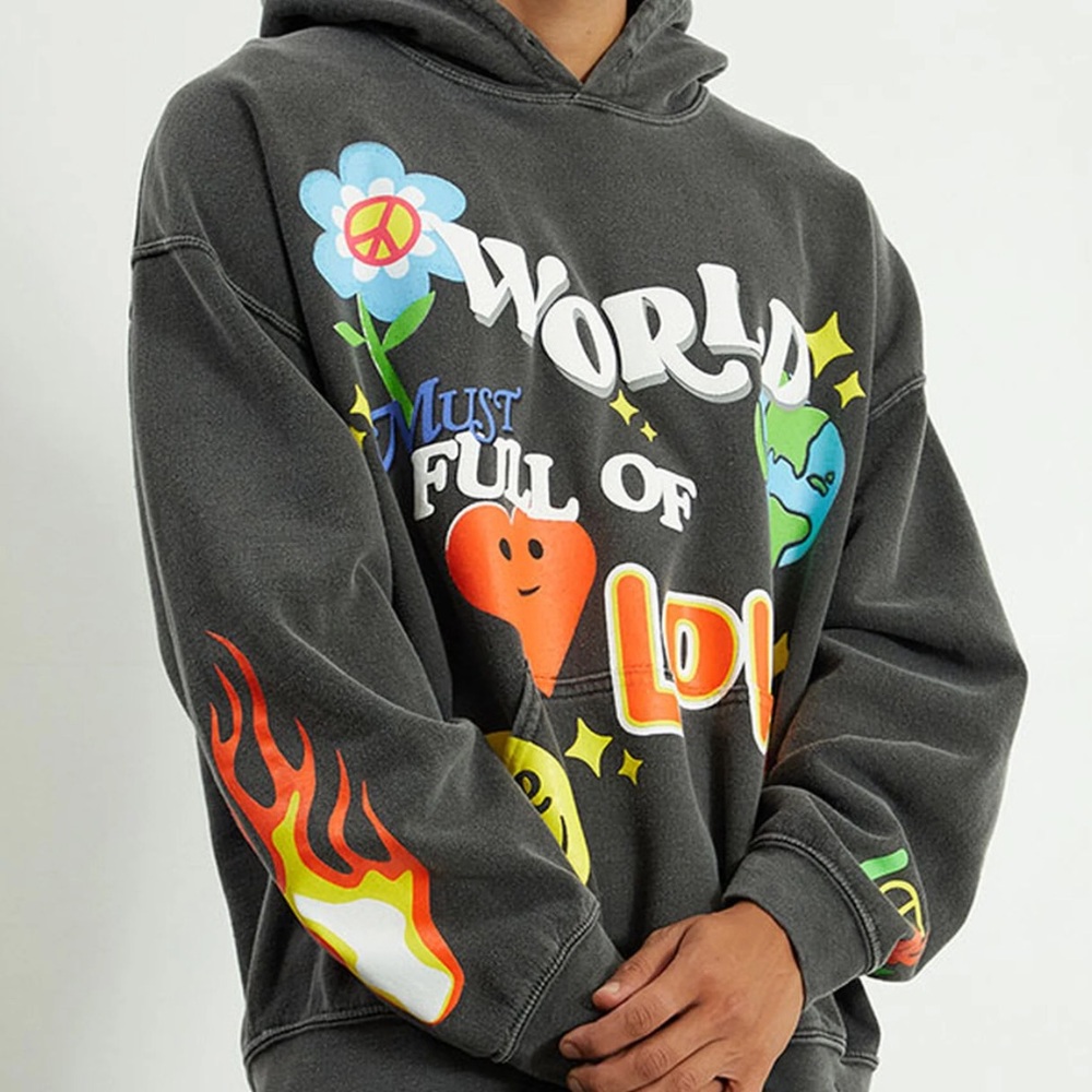 PacSun Black Graphic Hoodie with Colorful Print
